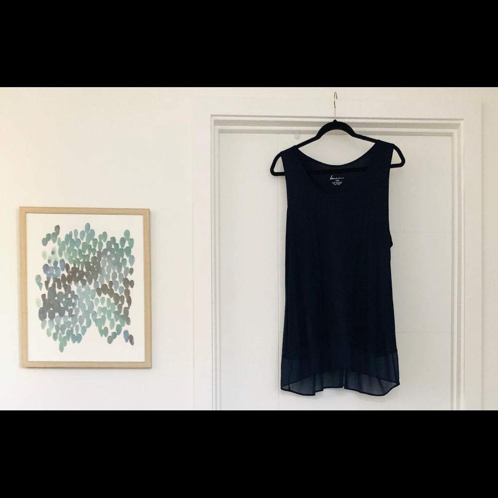 Lane Bryant Navy Tank with Sheer Detail
